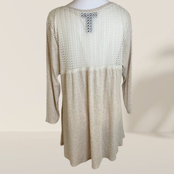 🤍 Style & Co. Boho Lace Yoke Tunic Top - Size L - Picture 5 of 7